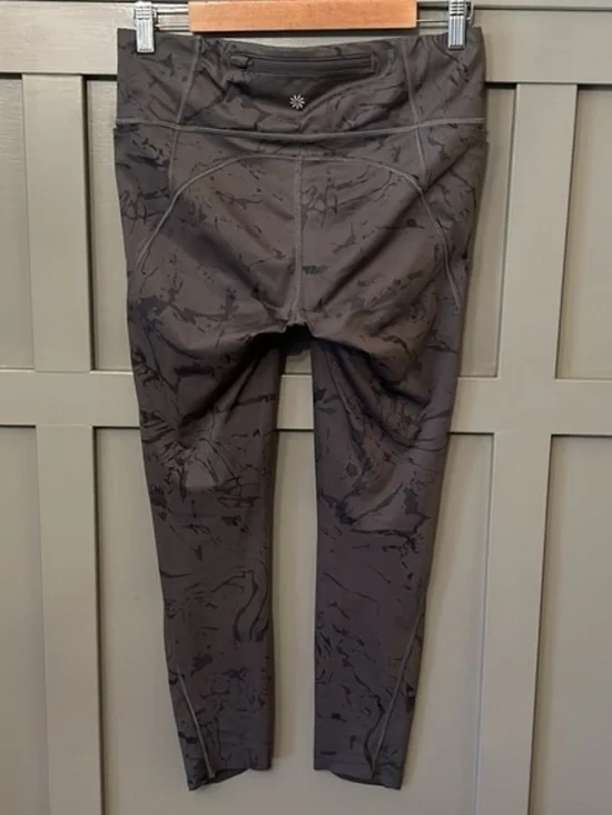 Athleta Velocity Stash Pocket Marble 7/8 Tight Leggings Herb Olive Size Small - Picture 8 of 11